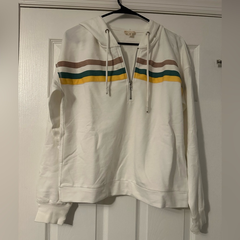 Hem & Thread White Sweater with Stripes